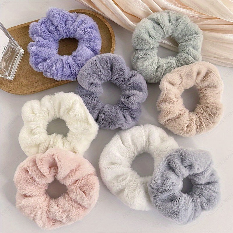 Women's Sweet Daily Winter Plush Hair Scrunchie Color Block