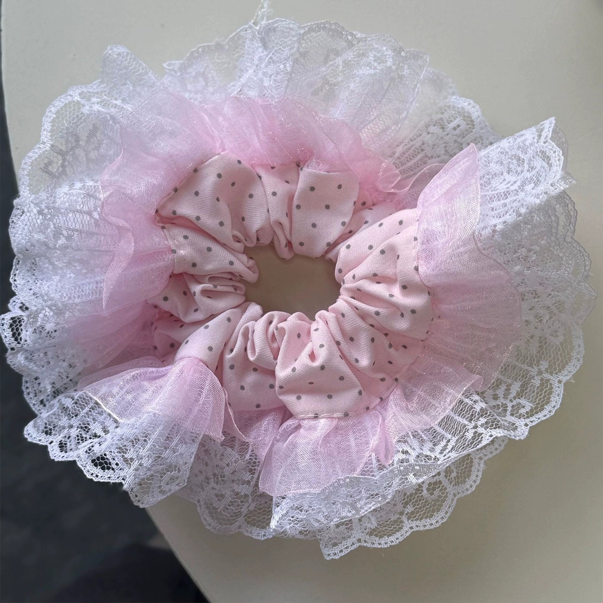 Women's Elegant Lace Edge Large Scrunchie Fairy Summer Hair Tie