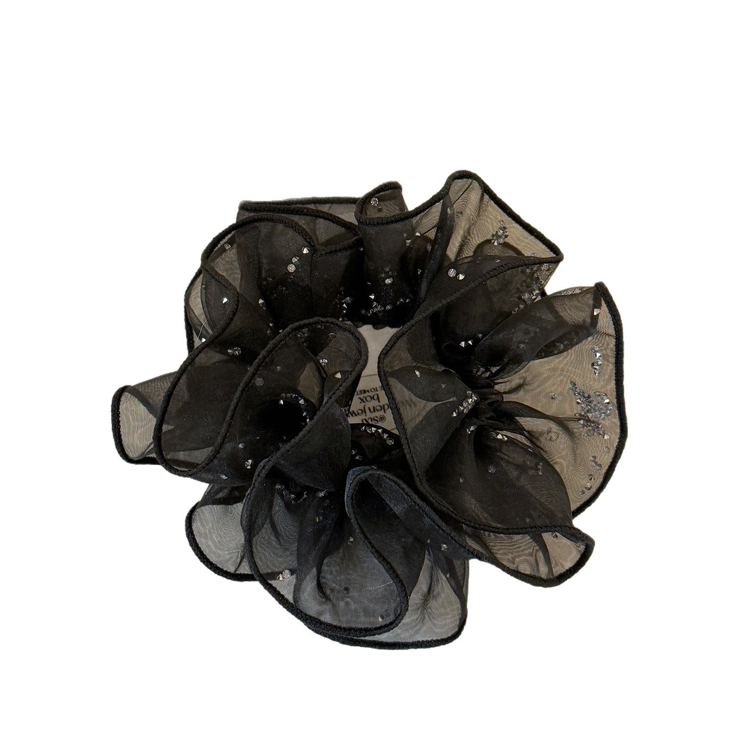 Women's Summer Rhinestone Gauze Floral Hair Tie Black Lilac Yellow