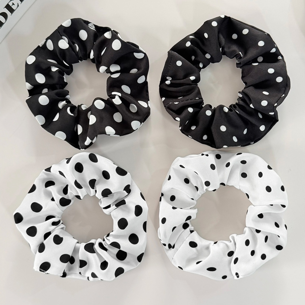 Women's All-Season High Elastic Fabric Hair Tie Minimalist Polka Dots