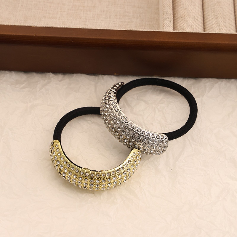Women's Elastic Ponytail Hair Band Metal Embedded Diamond Butterfly Knot