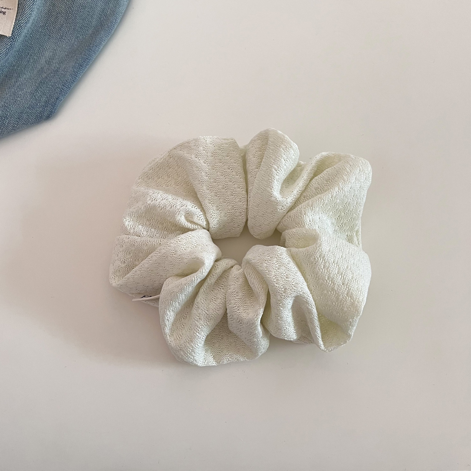 Women's Versatile Bubble Knitted Cloth Elastic Hair Ties Solid Cream Colors