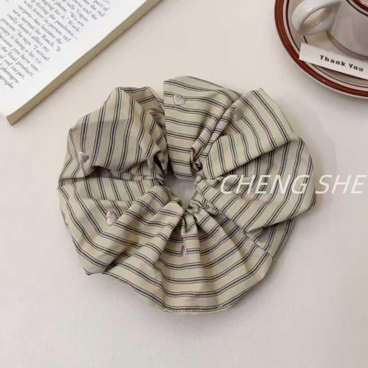 Women's Spring French Style Cloth Hair Tie Coffee Heart Pattern