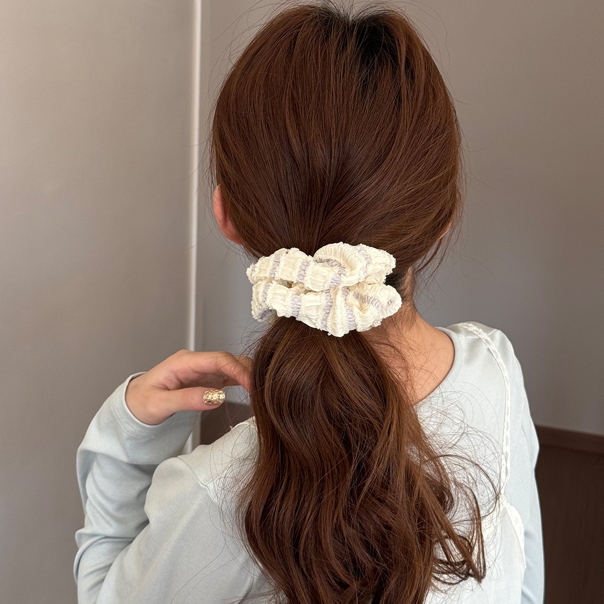 Women's Sweet Daily Soft Plush Polyester Hair Tie Yellow Color Block