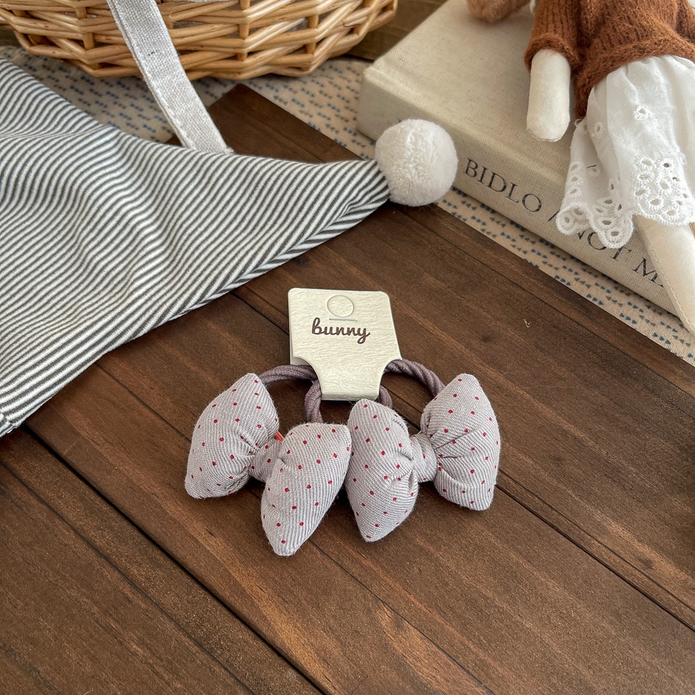 Girls Non-Damaging Cotton Hair Ties Cute Polka Dot Heart Bow Accessories