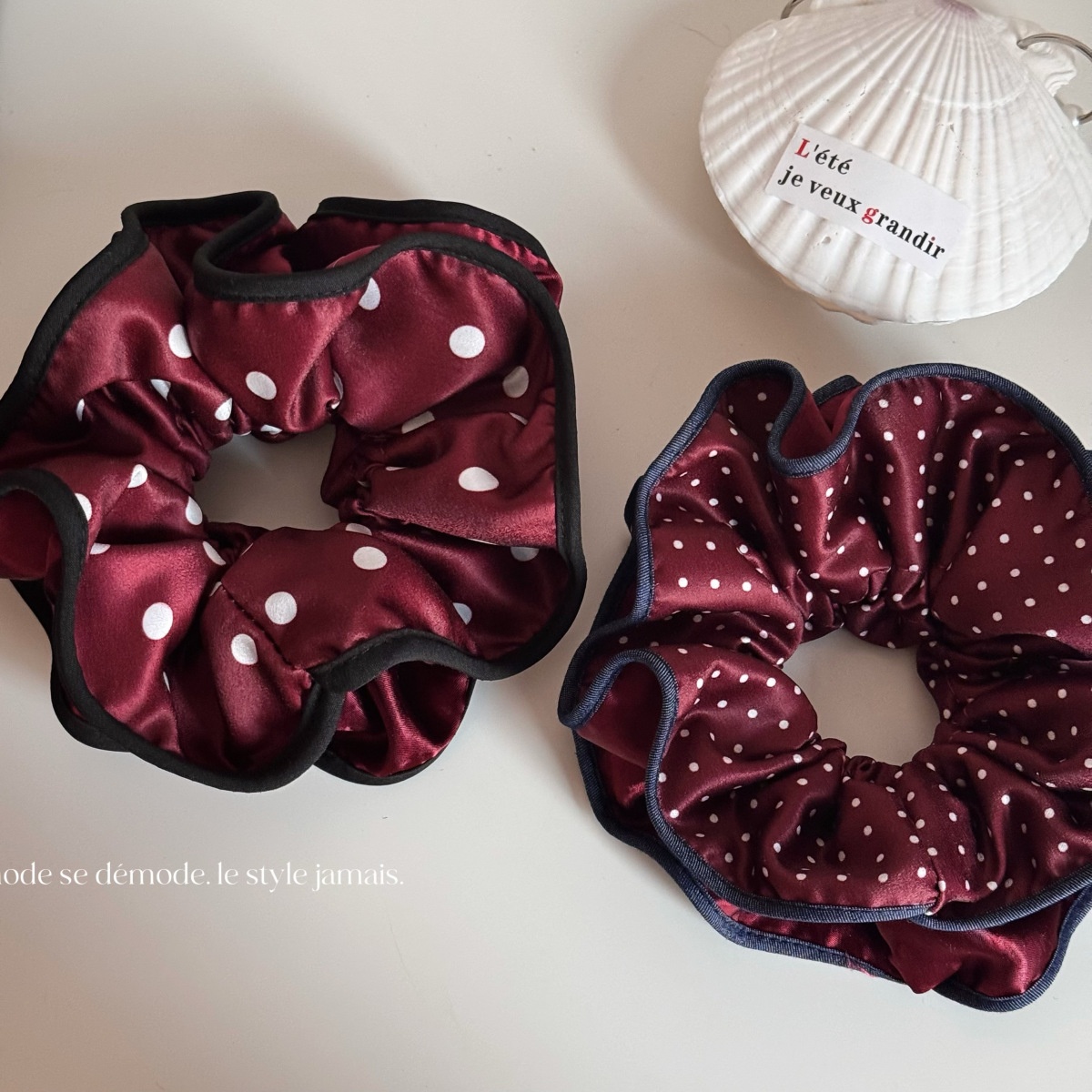 Women's Multifunctional Satin Hair Bun Maker Elastic Tie Red Polka Dots