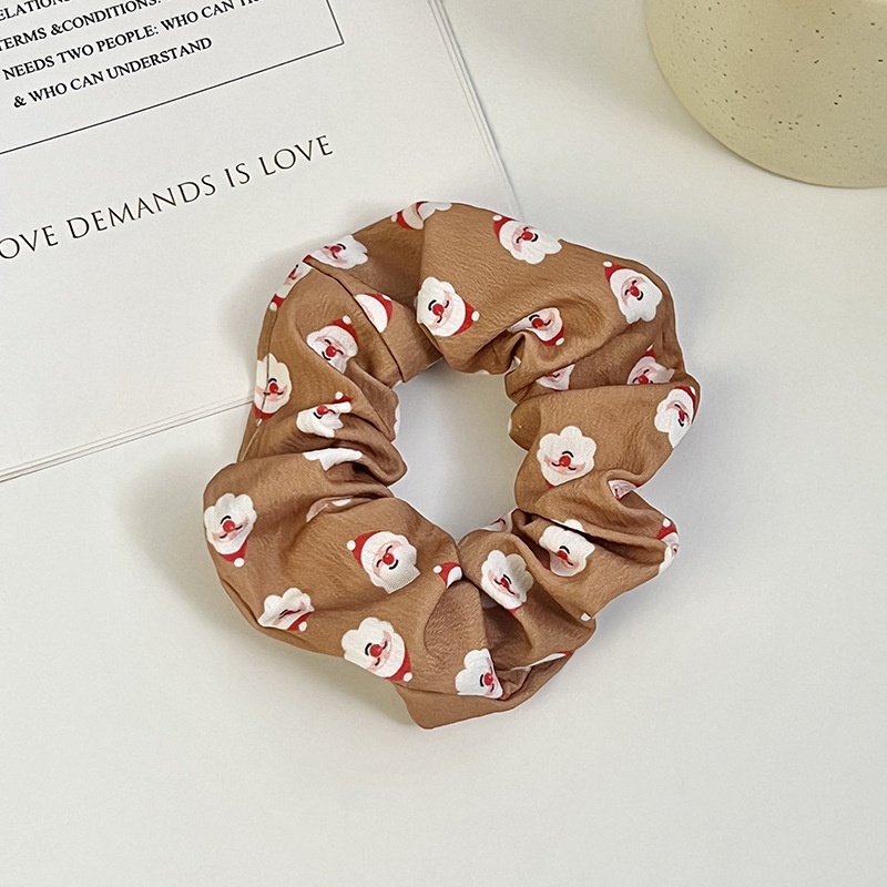 Women's Christmas Elastic Hair Scrunchies Handmade Santa Snowman Cloth Ties