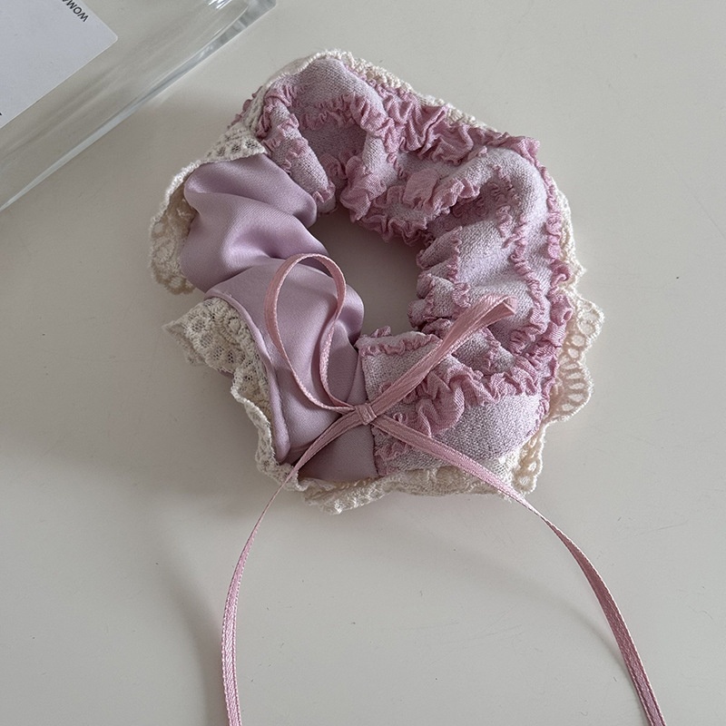 Women's Sweet Spring Lace Bow Tie Hairpin Accessory Pink Beige Heart