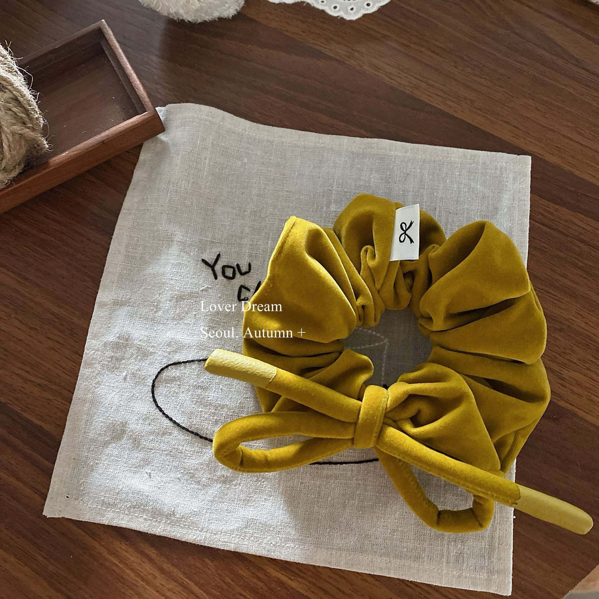 Women's Versatile Winter Velvet Elastic Hair Bands Solid Color Bowknot