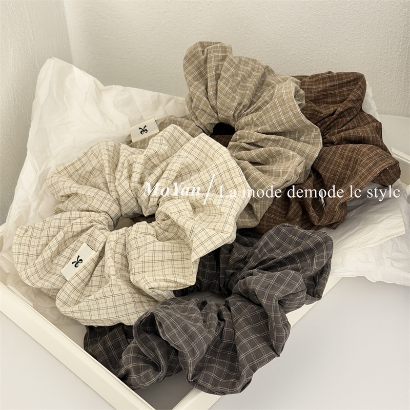 Women's Daily Wear Preppy Cloth Hair Tie Scrunchie Classic Plaid