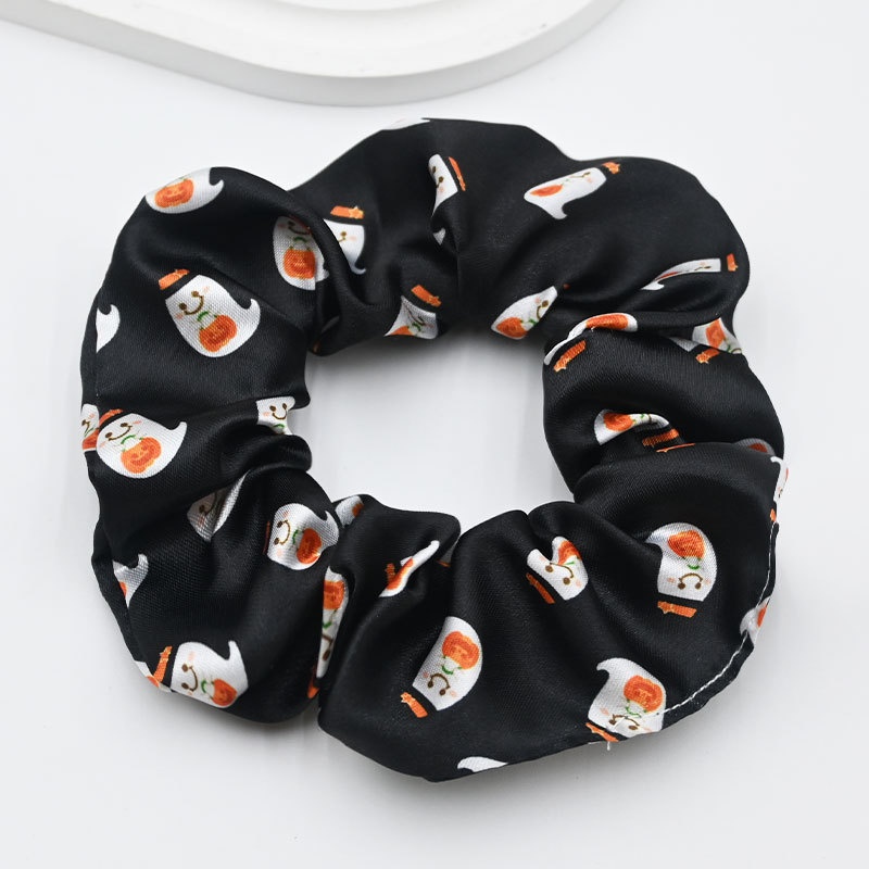 Women's Elastic Cloth Hair Scrunchie Cartoon Halloween Pumpkin Print