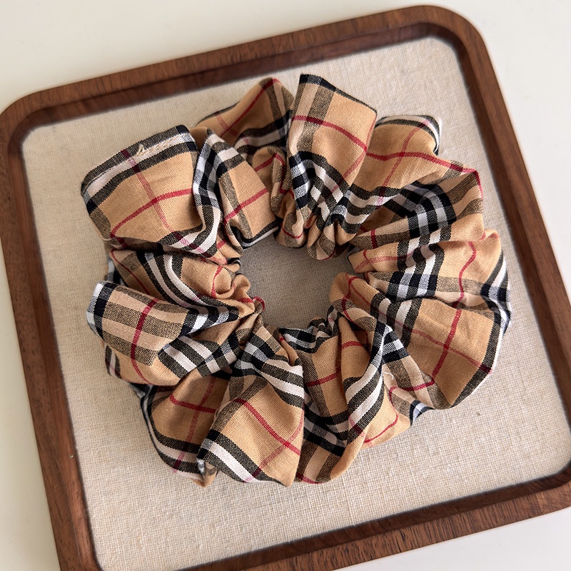 Women's British Style Floral Plaid Hair Tie Versatile Luxury Romantic Cloth