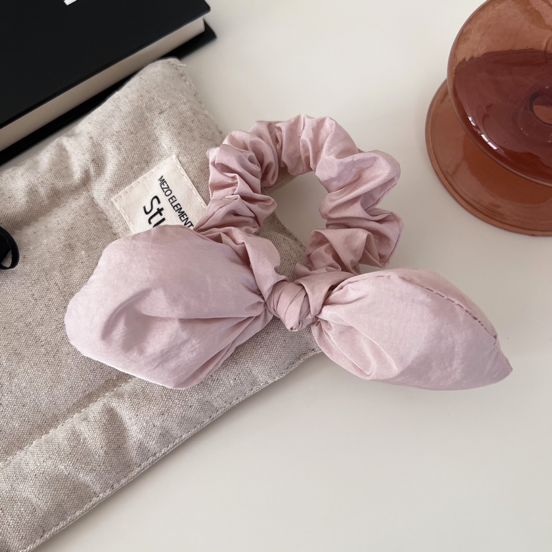 Women's Sweet Cloth High Ponytail Hair Band 3D Bow Solid Pink Blue