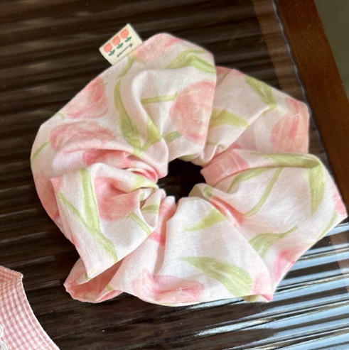 Women's Daily Wear Fabric Lace Hair Tie Sweet Pink Tulips Pattern