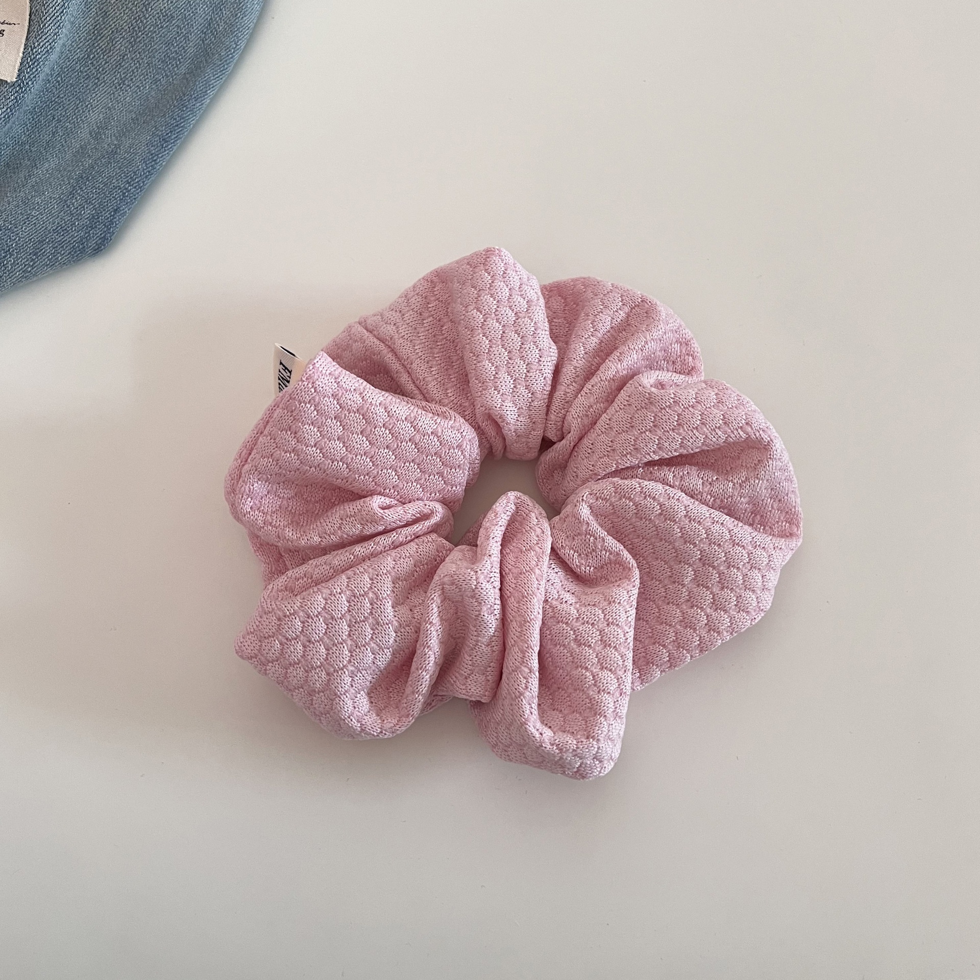 Women's Versatile Bubble Knitted Cloth Elastic Hair Ties Solid Cream Colors