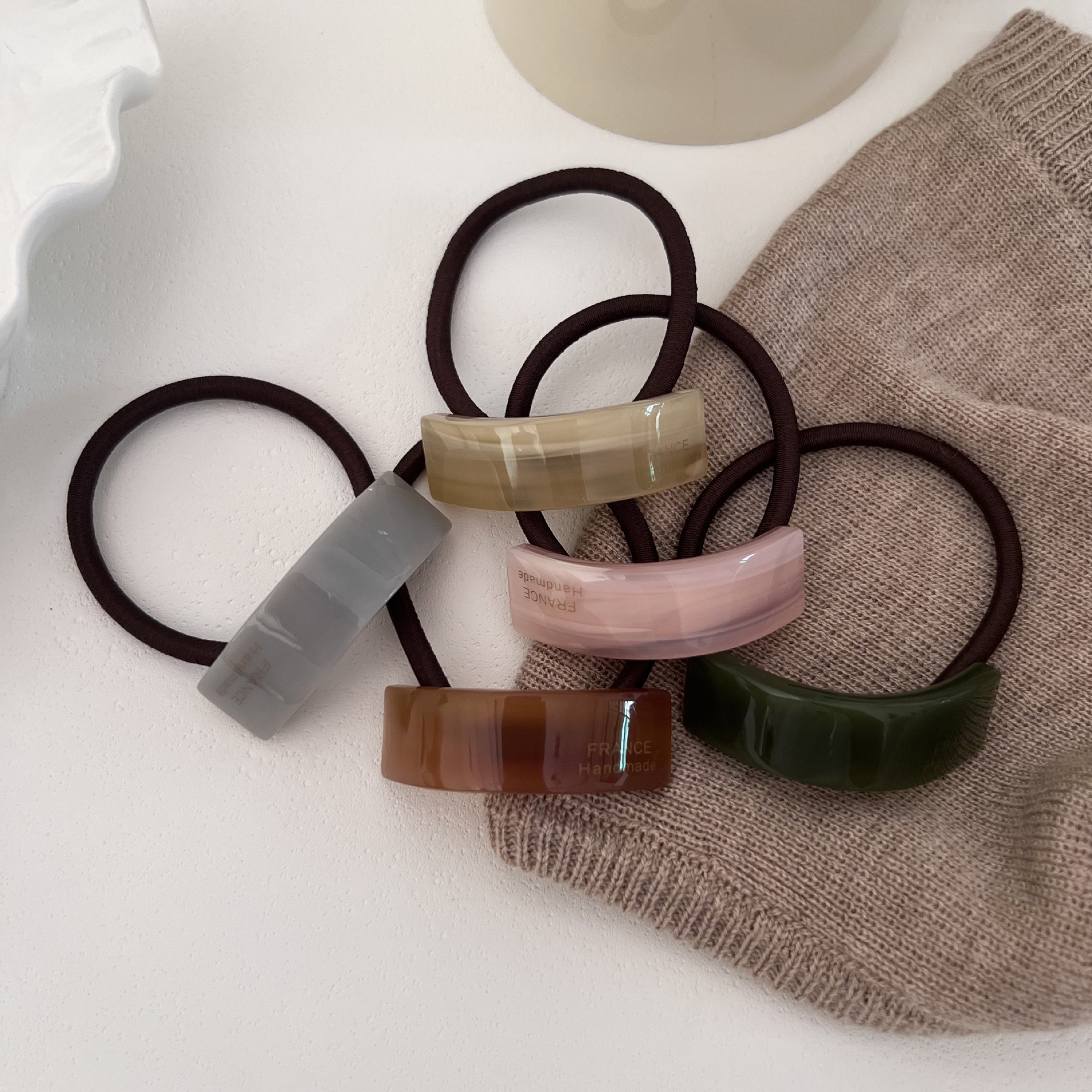 Women's Acetate Ponytail Hair Tie Geometric Rectangle Multi-Color