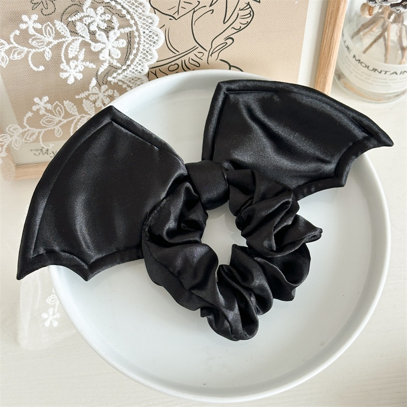 Women's Handmade Halloween Party Hair Scrunchie Retro Gothic Bat Bow