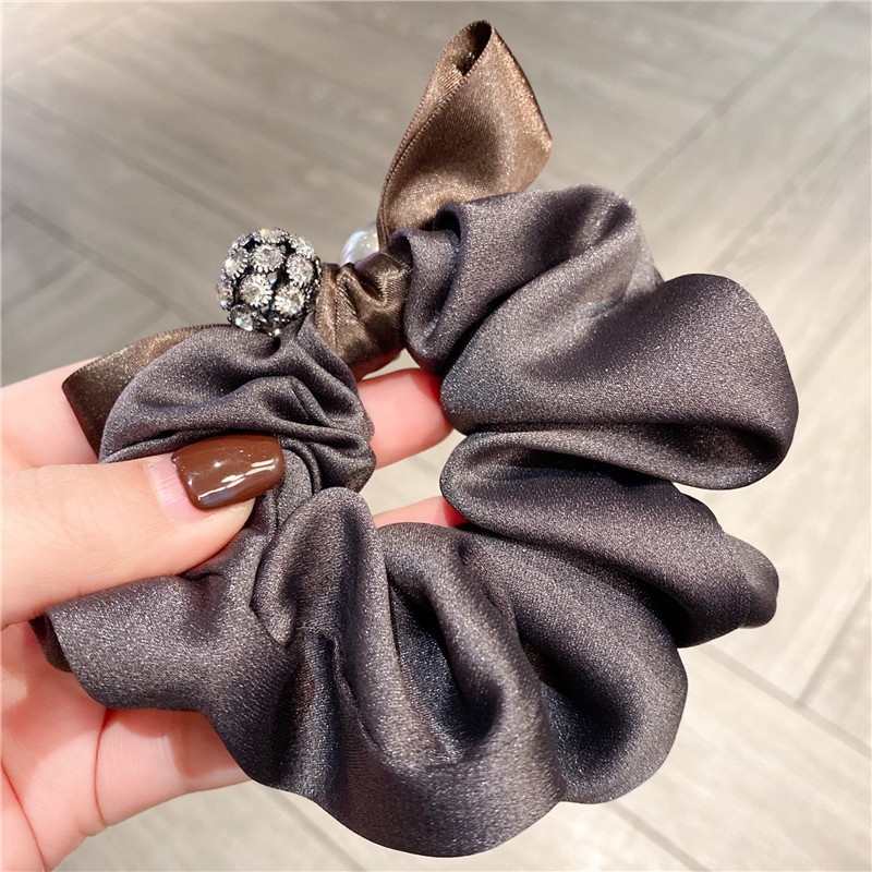 Women Vintage Crystal Headband Full Diamond Ball Fabric Bow Hair Tie