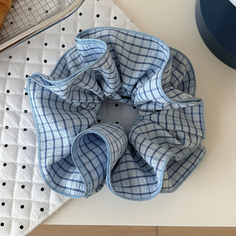 Women's Spring Cloth Hair Tie Daily Accessories Black Plaid Stripe