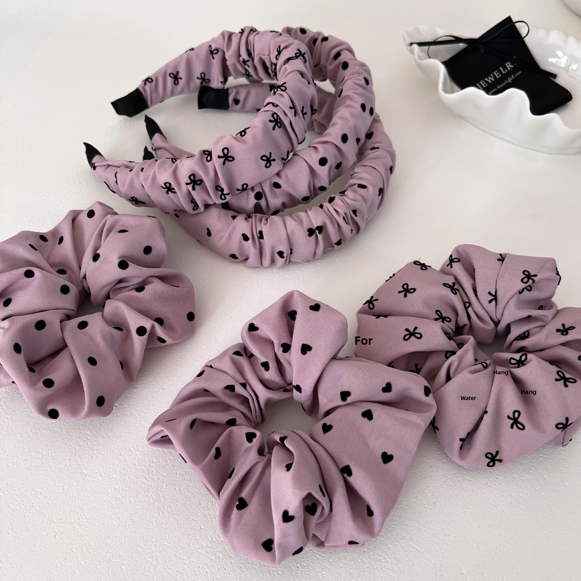 Sweet Pink Polka Dot Heart-Shaped Headband Fabric Hairband Multi-Functional Hair Accessories For Women All Seasons