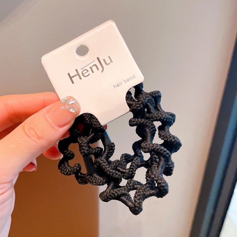 Women's 4pcs Daily Cloth Elastic Wave Hair Ties Milk Tea Color