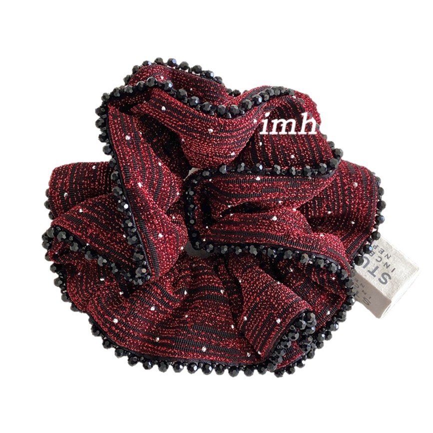 Women's Sparkling Rhinestone Ponytail Hairband Burgundy Black Crystal