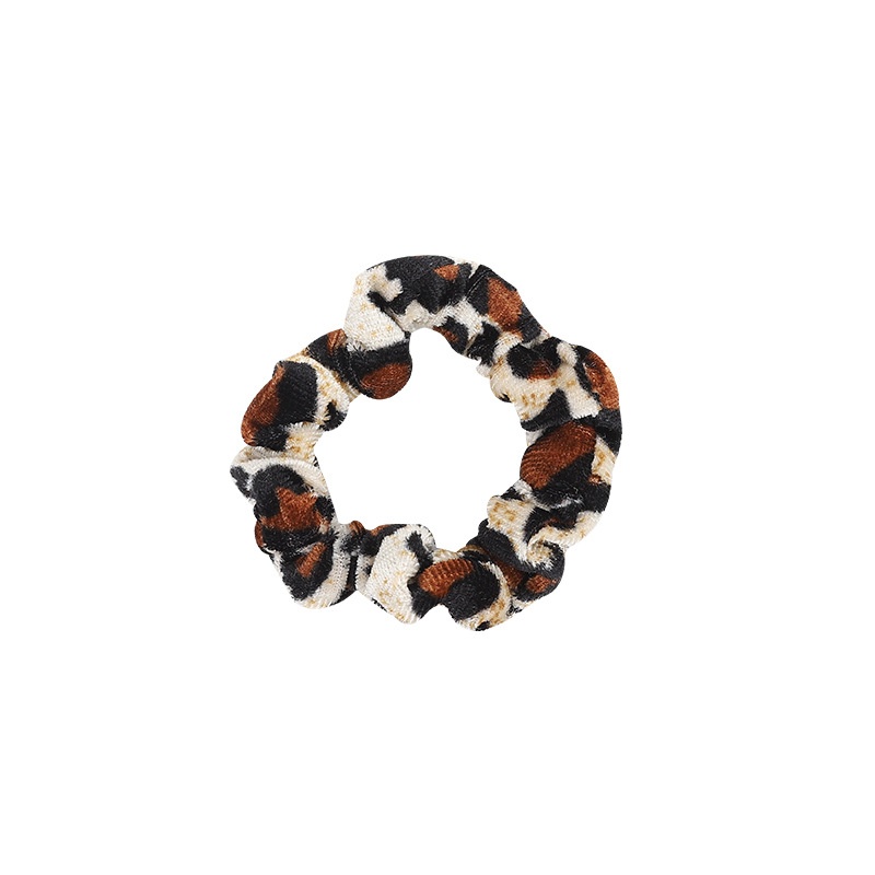 Girls High Elasticity Velvet Hair Band No Damage Winter Leopard Print Hair Tie