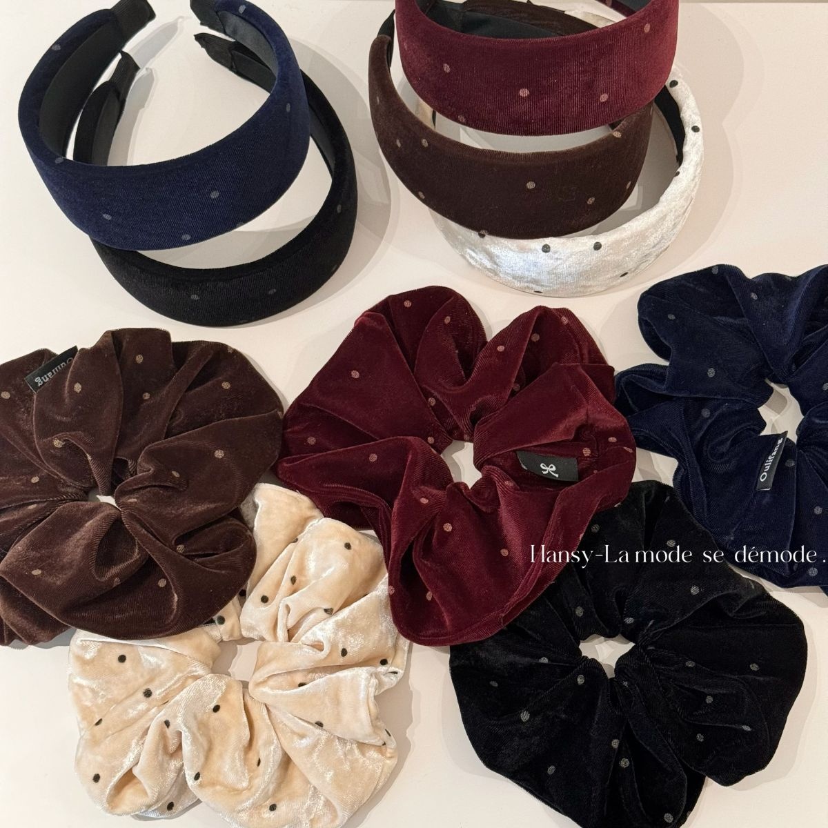 Women's Velvet Polka Dot Sponge Headband Autumn Winter Hair Accessories