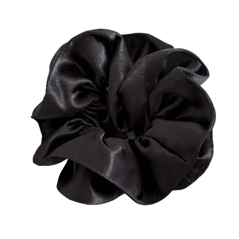 Women's Elegant Double Layer Satin Low Ponytail Hair Tie Solid Color