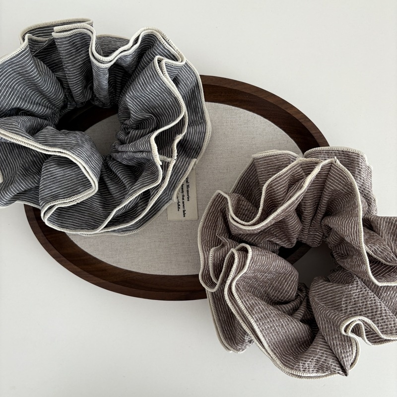 Women's Everyday Retro Soft Cloth Hair Tie Scrunchie Apricot Striped