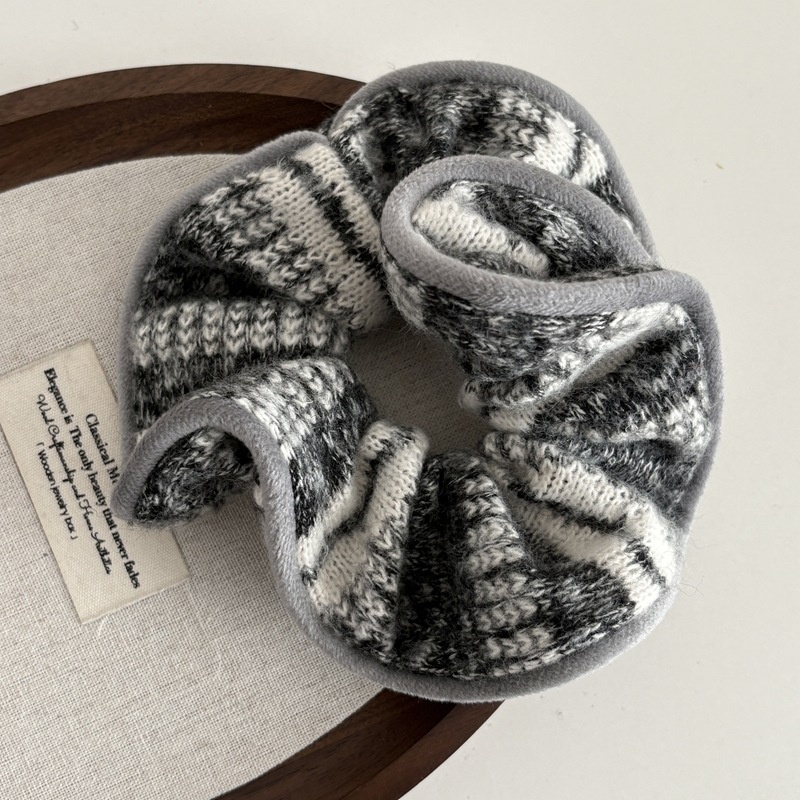 Women's Vintage Winter Knitted Wool Headband Striped Plaid Polka Dot