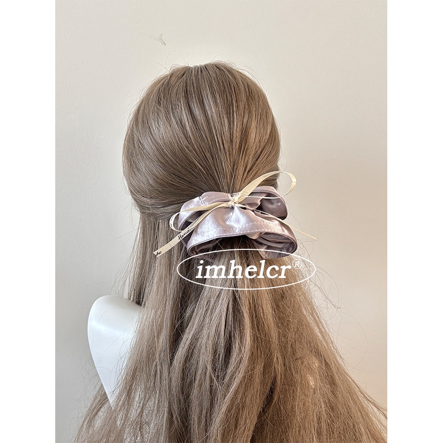 Women Satin Ribbon Bow Hairband Letter Pattern Hair Tie for Spring