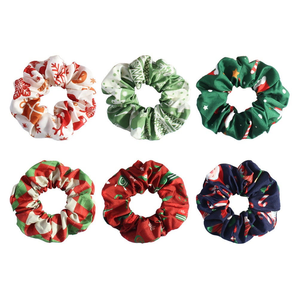 Women's Sweet Christmas Bowknot Elastic Fabric Hair Ties Festive New Model