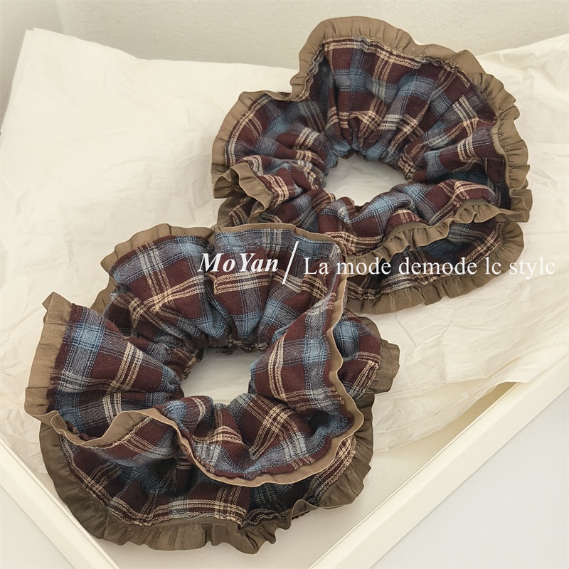 Women's Retro Spring Cloth Hair Tie Multicolor Plaid Color Block