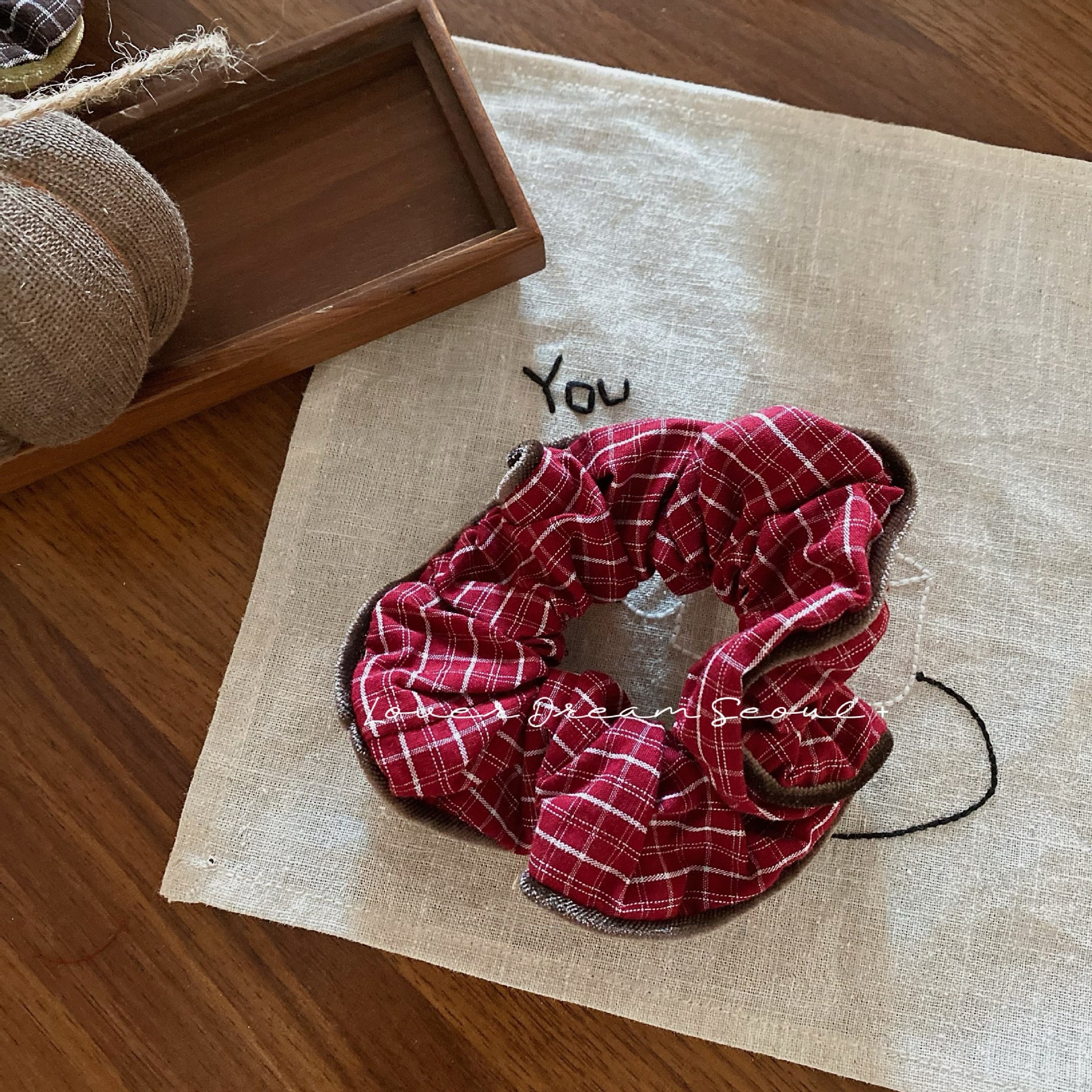 Women's Plaid Velvet Edged Hair Ties Elegant Autumn Winter Stripe Bands