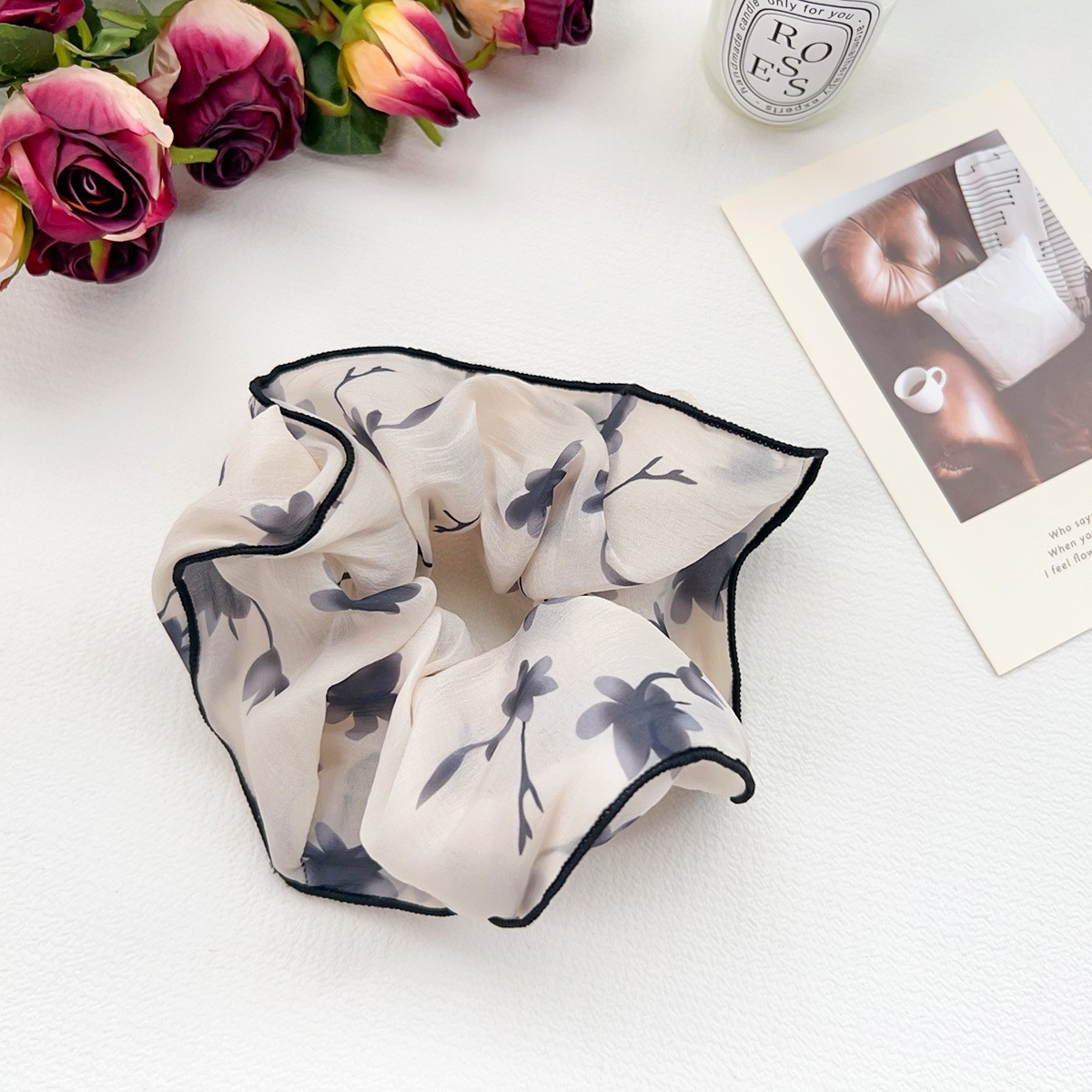 Women's High Elasticity Office Cloth Hair Bands Retro Floral Pattern