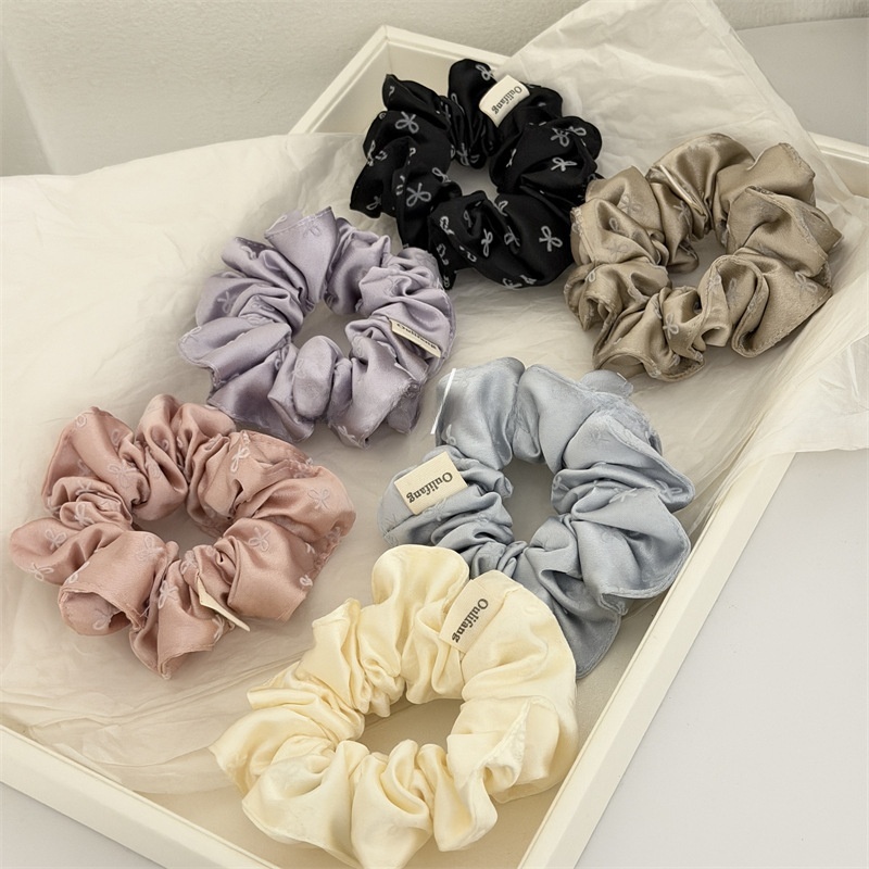 Women's Elegant Soft Satin Bow Knot Hair Tie For Everyday Wear Black