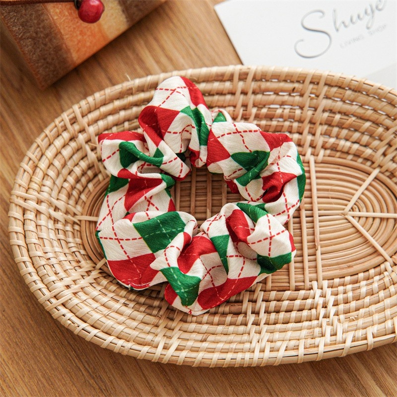 Women's Retro Handmade Christmas Hair Tie Festive Polka Dot Scrunchie