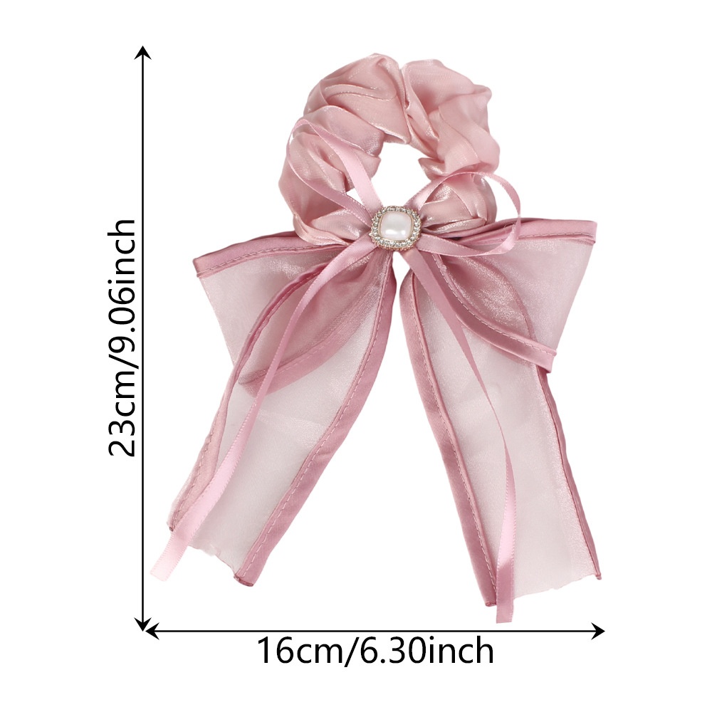 Women's Elegant Lace Mesh Hair Tie Princess Pearl Bowknot Multi-Color