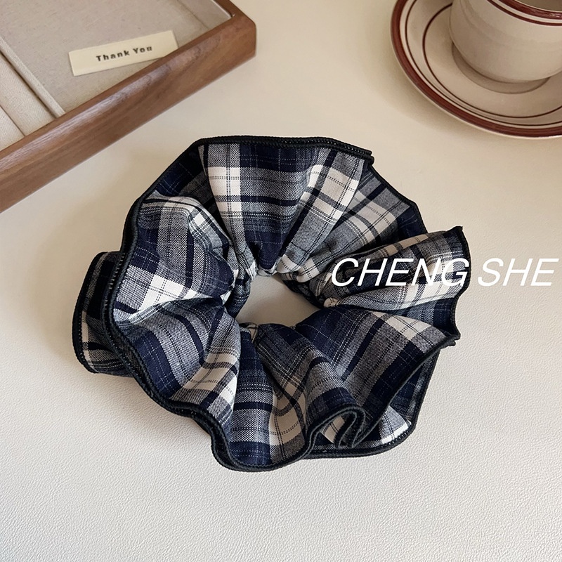 Women's Daily Wear Four Layer Cotton Hair Ties Classic Plaid