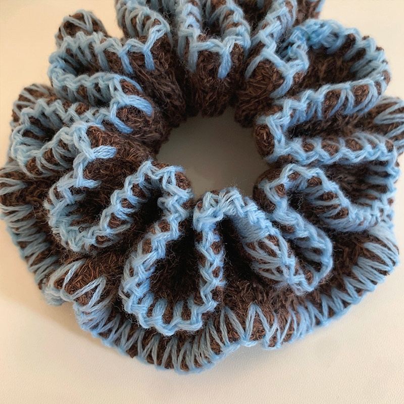 Women's Retro Knitted Winter Bun Hairband Coffee Blue Mixed Color
