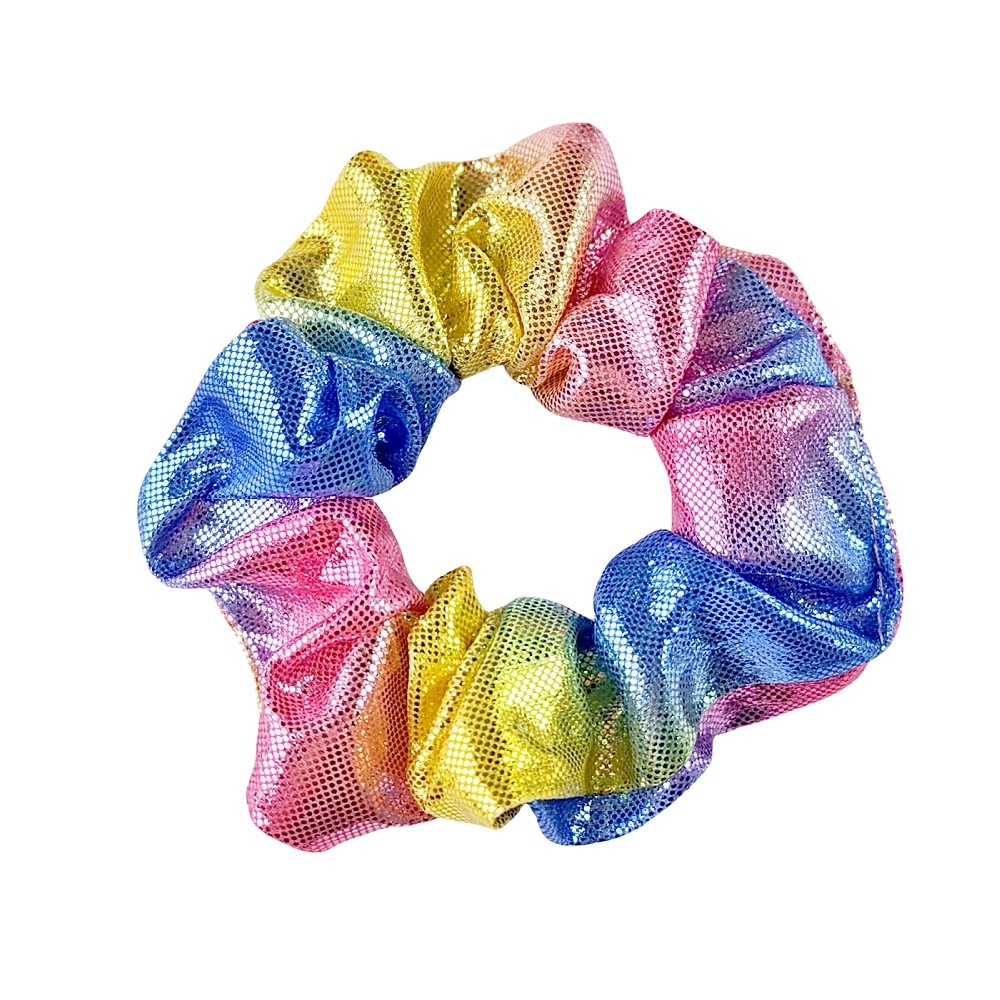 Women's Elastic Cloth Bun Hair Tie Gradual Color Laser Gold Embossing