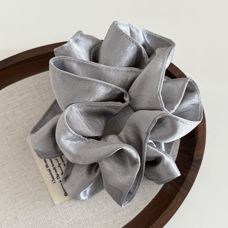 Women's Elegant Double Layer Satin Low Ponytail Hair Tie Solid Color