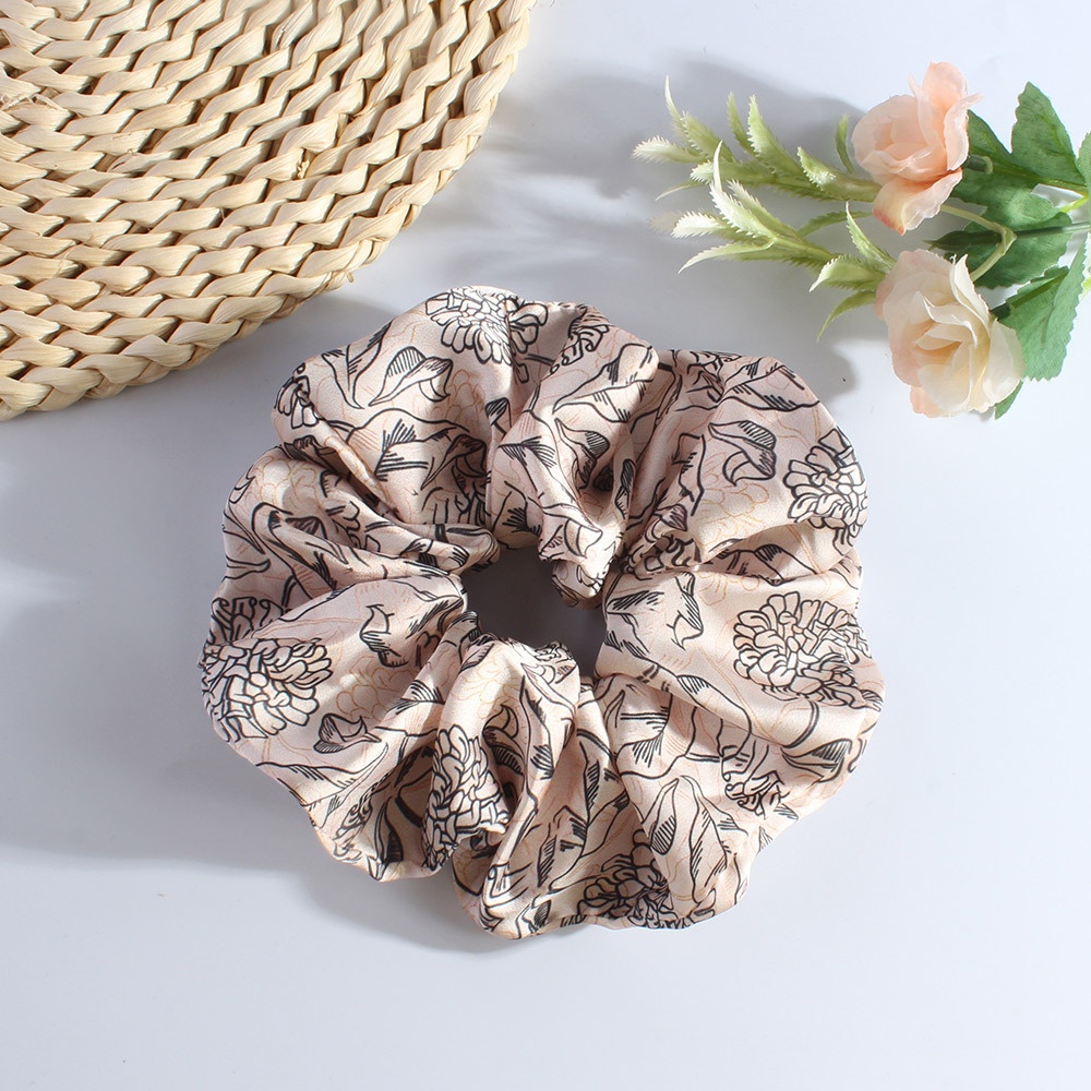 Women's Spring French Cloth Hair Tie Retro Black Ditsy Floral