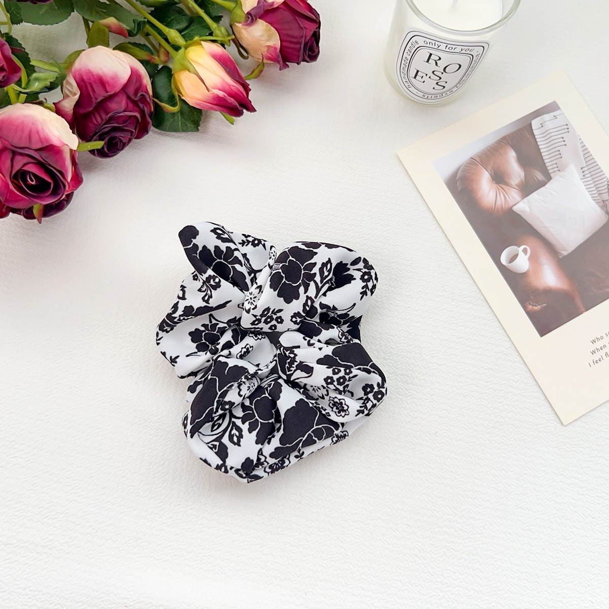 Women's High Elasticity Office Cloth Hair Bands Retro Floral Pattern