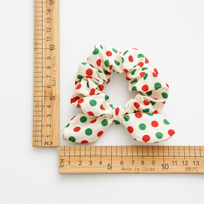 Women's Retro Handmade Christmas Hair Tie Festive Polka Dot Scrunchie
