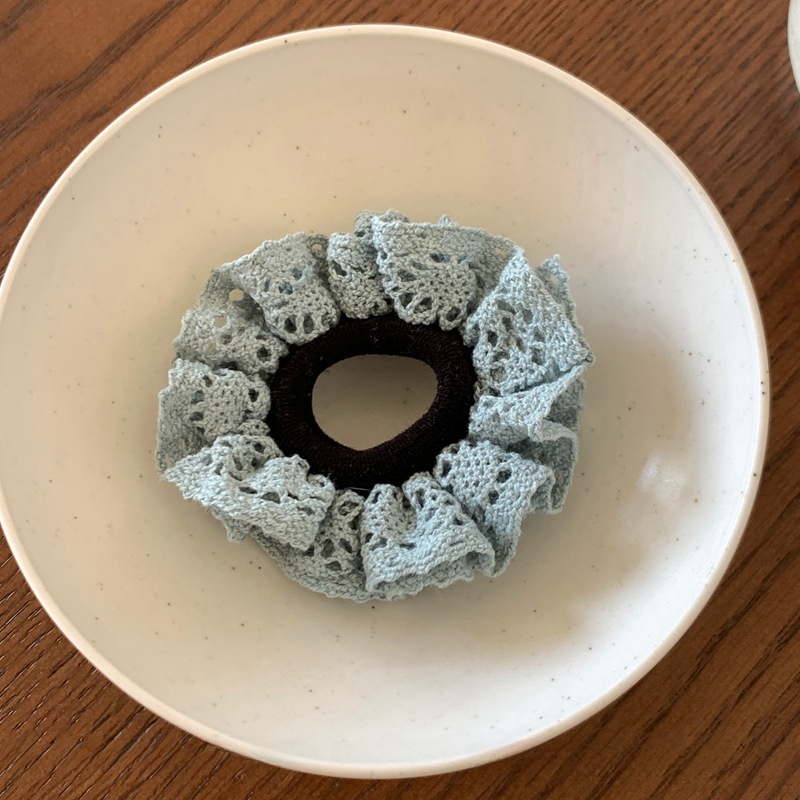 Women's Elegant Lace Hair Tie in Light Blue, Solid Color Spring Accessory