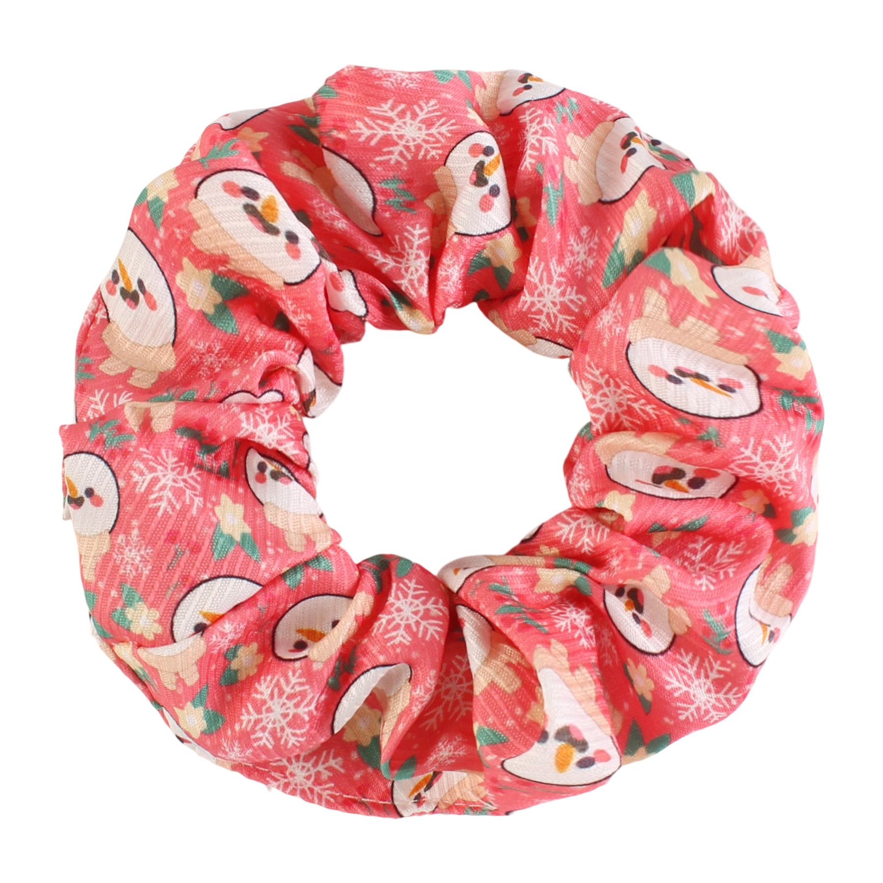 Women's Christmas Party Fabric Bow Hair Tie Reindeer Snowman Pattern