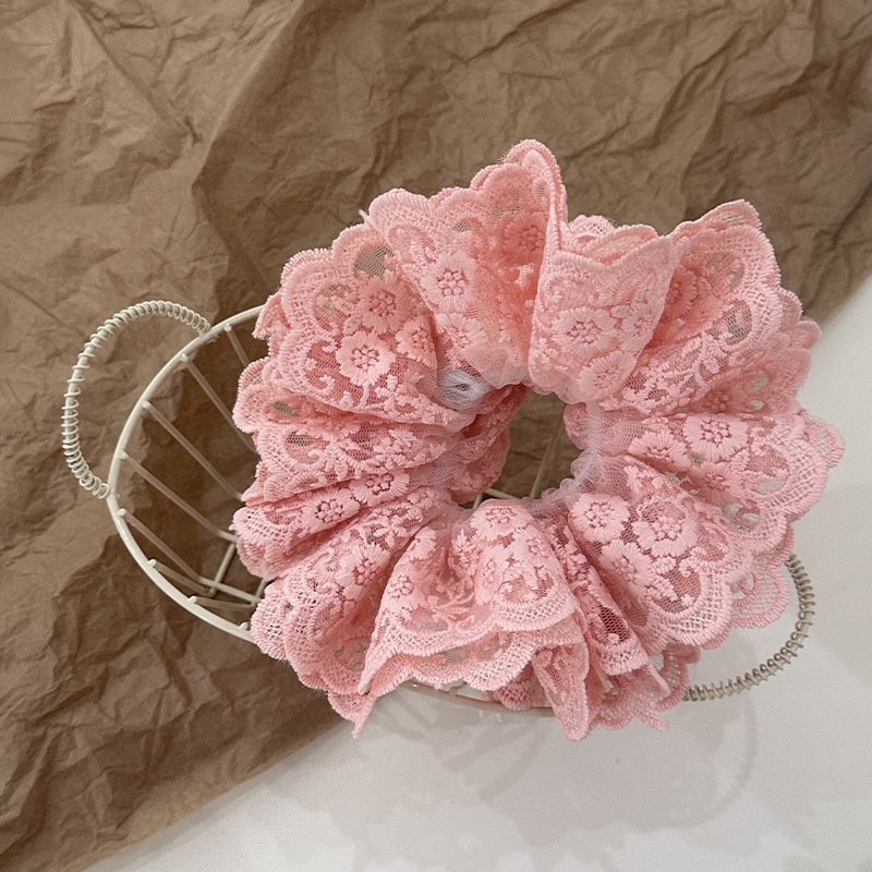 Women's Four Layer Lace Scrunchie Bun Hair Tie Vintage French Cloth