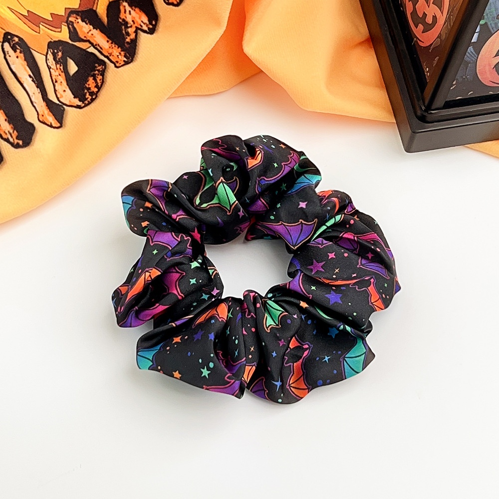 Women's Halloween Cloth Elastic Scrunchies Retro Pumpkin Skull